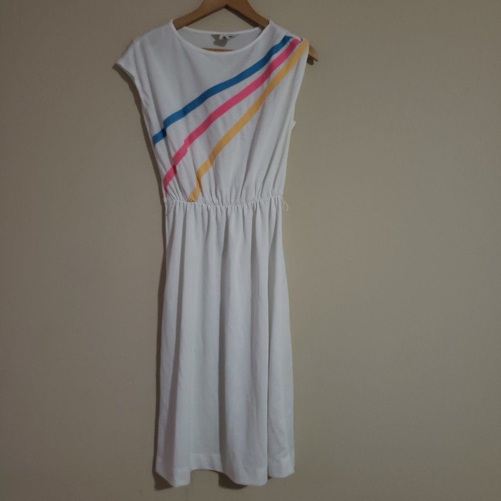 Vintage Studio 36 White Midi Dress Size 14